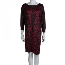 Pre Owned Alexander McQueen Red Honeycomb Print Silk Jersey Bodycon Dress M