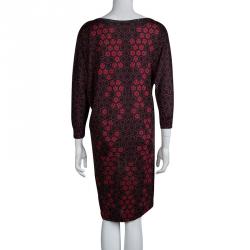 Pre Owned Alexander McQueen Red Honeycomb Print Silk Jersey Bodycon Dress M