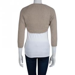 Pre Owned Alexander Mcqueen Beige Angora Wool Bolero Cardigan L