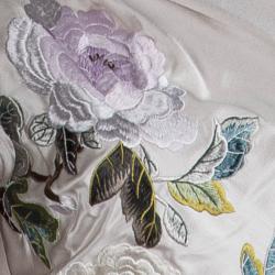 Pre Owned Alexander McQueen Beige Embroidered Silk One Shoulder Draped Sleeve Detail Gown S