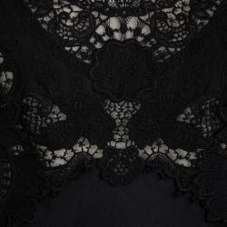 Pre Owned Alexander McQueen Black Silk Lace Detail Dress M