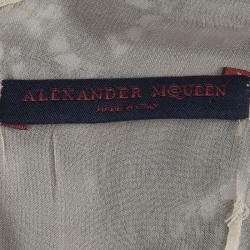 Pre Owned Alexander McQueen Black Silk Lace Detail Dress M