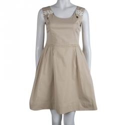 Pre Owned Alexander McQueen Beige Cotton Sleeveless Dress M