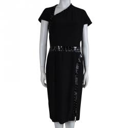 Pre Owned Alexander McQueen Black Stud Embelished Dress L
