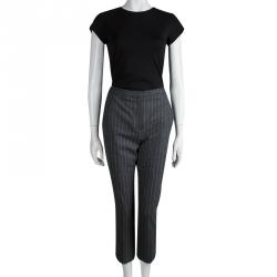 Alexander McQueen Grey Striped Wool Trousers M