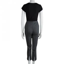 Alexander McQueen Grey Striped Wool Trousers M