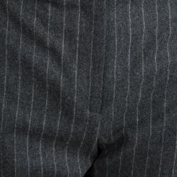 Alexander McQueen Grey Striped Wool Trousers M
