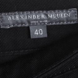 Pre Owned Alexander McQueen Black Denim Zip Trim Detail Skinny Jeans S