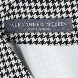Pre Owned Alexander McQueen Monochrome Houndstooth Power Shoulder Dress M