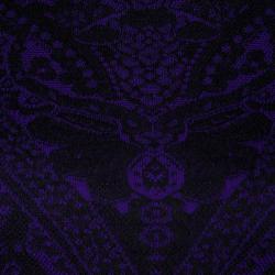 Pre Owned Alexander McQueen Purple Floral Jacquard Knit Long Sleeve Flared Dress S