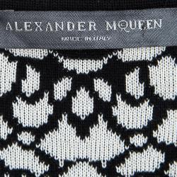 Pre Owned Alexander McQueen Monochrome Floral Jacquard Knit Sleeveless Bodycon Dress XS