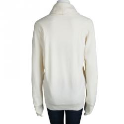 Pre Owned Alexander McQueen Cream Shawl Collar Cashmere Sweater XL