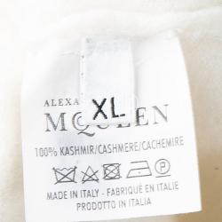 Pre Owned Alexander McQueen Cream Shawl Collar Cashmere Sweater XL