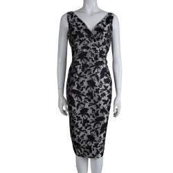 Pre Owned Alexander McQueen Grey Brocade Floral Dress L