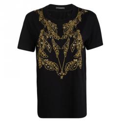 Alexander McQueen Black Knit Gold Chain Embellished T-Shirt M