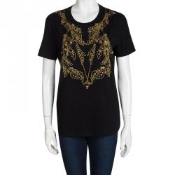 Alexander McQueen Black Knit Gold Chain Embellished T-Shirt M