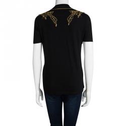 Alexander McQueen Black Knit Gold Chain Embellished T-Shirt M
