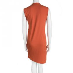 Pre Owned Alexander Mcqueen Orange Jersey Asymmetric Sleeveless T-Shirt Dress XL