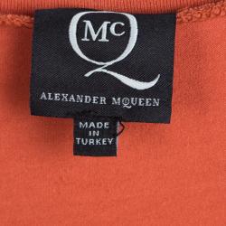 Pre Owned Alexander Mcqueen Orange Jersey Asymmetric Sleeveless T-Shirt Dress XL