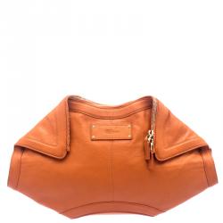 Pre Owned Alexander McQueen Orange Leather Medium Faithful De Manta Clutch
