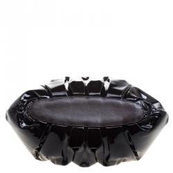 Pre Owned Alexander McQueen Dark Brown Patent Leather Elvie Satchel