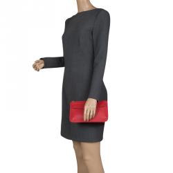 Pre Owned Alexander McQueen Red Leather Zip Pouch