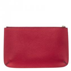 Pre Owned Alexander McQueen Red Leather Zip Pouch