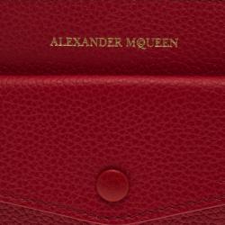 Pre Owned Alexander McQueen Red Leather Zip Pouch
