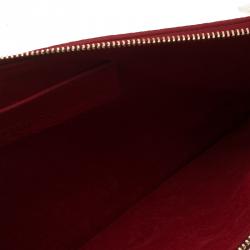 Pre Owned Alexander McQueen Red Leather Zip Pouch