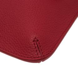 Pre Owned Alexander McQueen Red Leather Zip Pouch