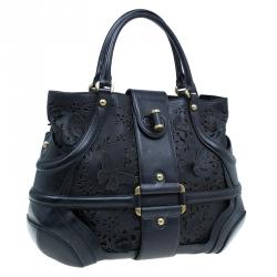 Alexander McQueen Black Leather Butterfly Perforated Novak Tote