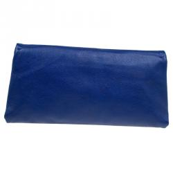 Pre Owned Alexander McQueen Navy Blue Leather Faithful Glove Clutch
