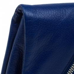 Pre Owned Alexander McQueen Navy Blue Leather Faithful Glove Clutch