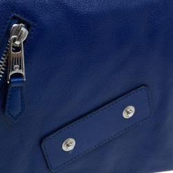 Pre Owned Alexander McQueen Navy Blue Leather Faithful Glove Clutch