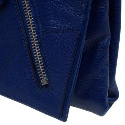 Pre Owned Alexander McQueen Navy Blue Leather Faithful Glove Clutch