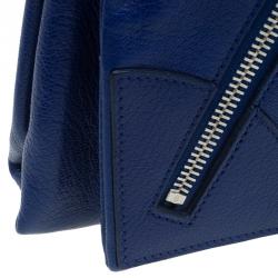 Pre Owned Alexander McQueen Navy Blue Leather Faithful Glove Clutch