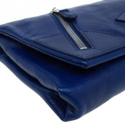 Pre Owned Alexander McQueen Navy Blue Leather Faithful Glove Clutch