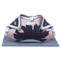 Pre Owned حقيبة كلتش أليسكاندر مكوين فلورال دي مانتا ستان أسود/وردي متوسطة