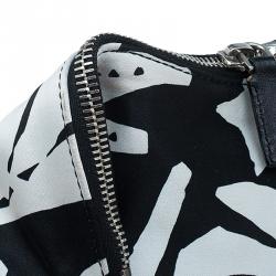 Pre Owned Alexander McQueen Black/White Satin Naive Pagan-Print Small De Manta Clutch
