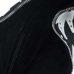 Pre Owned Alexander McQueen Black/White Satin Naive Pagan-Print Small De Manta Clutch