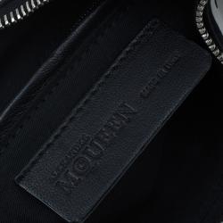 Pre Owned Alexander McQueen Black/White Satin Naive Pagan-Print Small De Manta Clutch