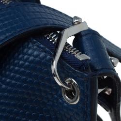 Pre Owned Alexander McQueen Blue Lizard Embossed Leather Small Legend Tote