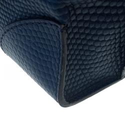 Pre Owned Alexander McQueen Blue Lizard Embossed Leather Small Legend Tote