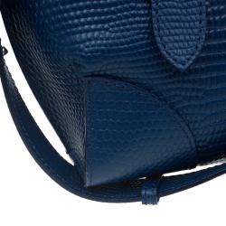 Pre Owned Alexander McQueen Blue Lizard Embossed Leather Small Legend Tote