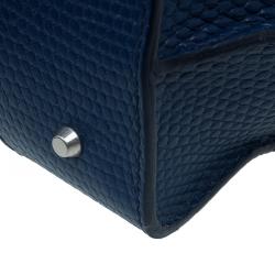 Pre Owned Alexander McQueen Blue Lizard Embossed Leather Small Legend Tote