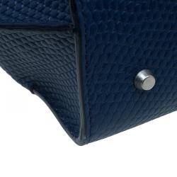 Pre Owned Alexander McQueen Blue Lizard Embossed Leather Small Legend Tote