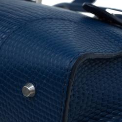 Pre Owned Alexander McQueen Blue Lizard Embossed Leather Small Legend Tote