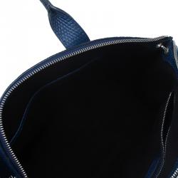 Pre Owned Alexander McQueen Blue Lizard Embossed Leather Small Legend Tote