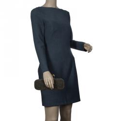 Pre Owned Alexander McQueen Black Studded Suede Skull Knuckle Box Clutch