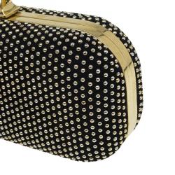Pre Owned Alexander McQueen Black Studded Suede Skull Knuckle Box Clutch